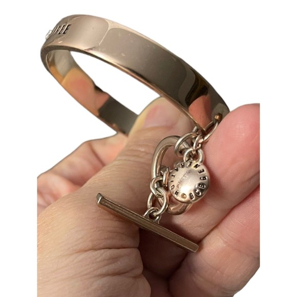 BCBGeneration Rose Gold-tone Rhinestone Happy Blessed Free Bangle Cuff Bracelet - Picture 6 of 10
